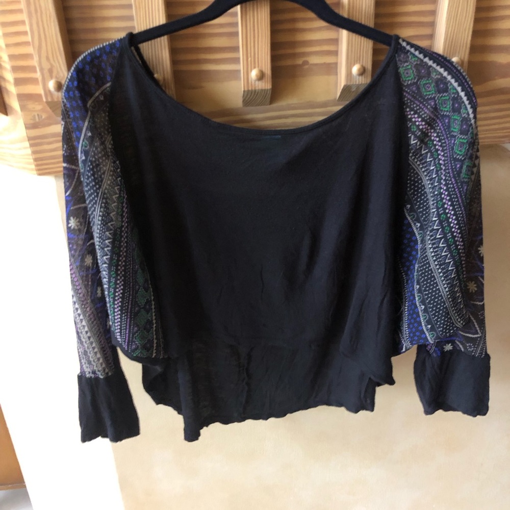 Happening in the Present Boho Swing Crop Top with Sheer Sleeves